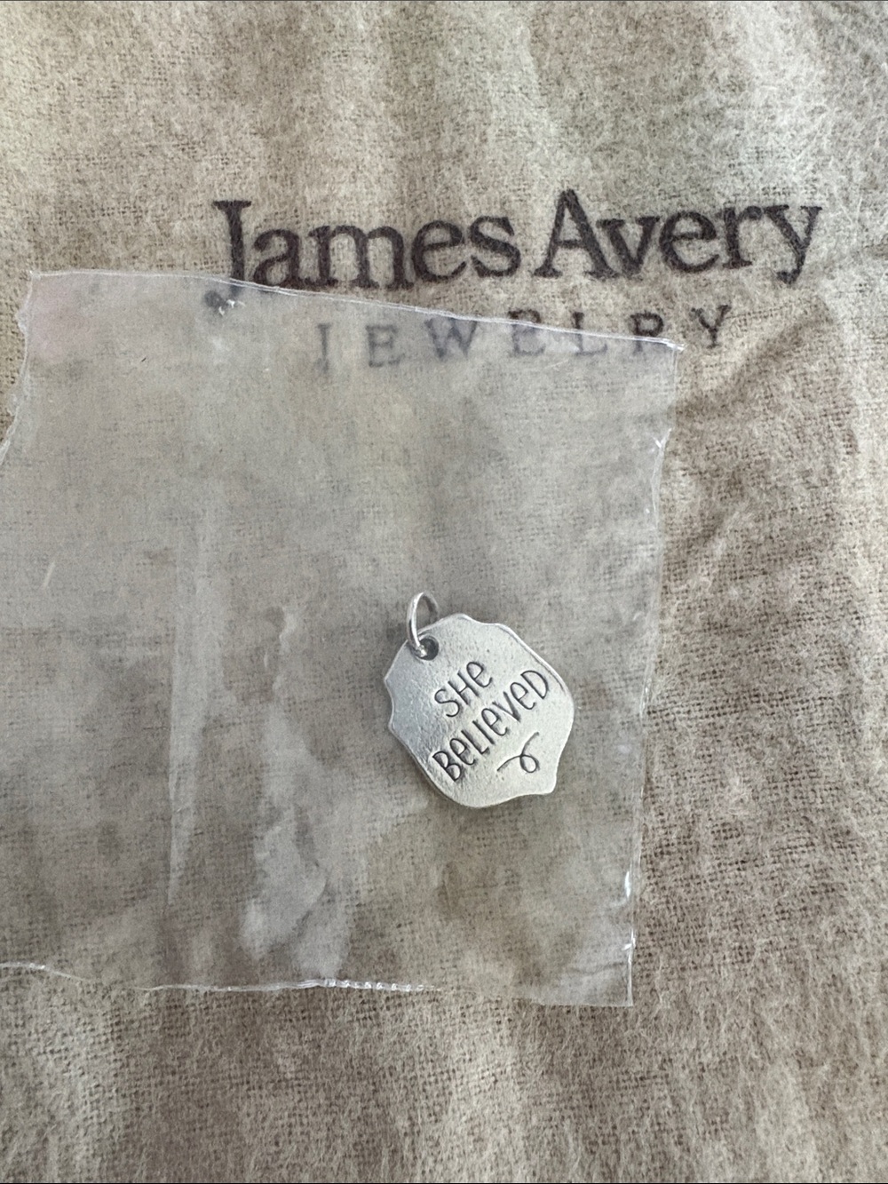 James Avery Silver Tone 'She Believed' Inspirational Charm (retired)